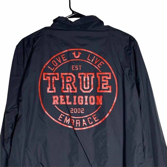 True Religion Black and Red “Coaching Jacket” sz L - Picture 7 of 7
